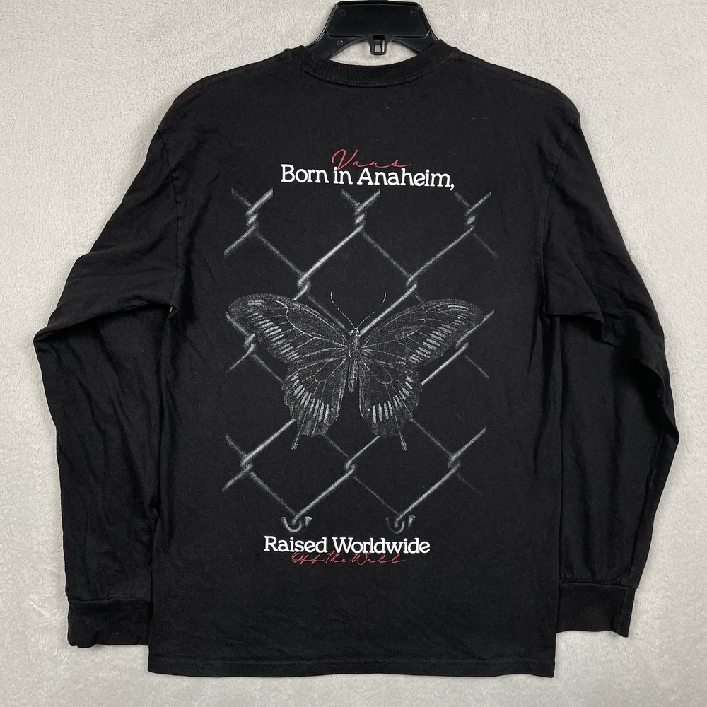 Vans Shirt Mens Medium Black Born In Anaheim Butterfly Graphic Tee Skater
